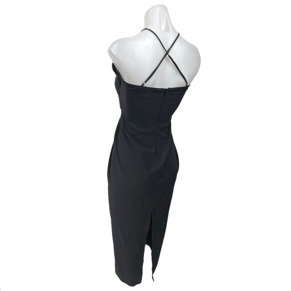 Zara Black Sleeveless Cutout Cami Camisole Midi Bodycon Sheath Tank Dress Size S - Picture 2 of 5